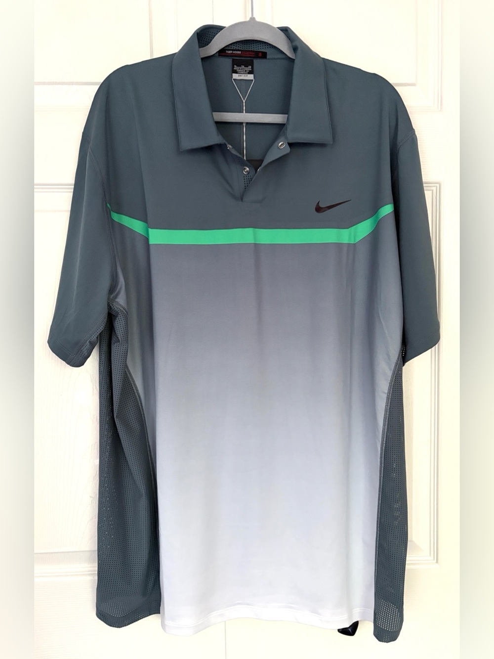 Nike Tiger Woods Collection TW Dri-Fit Polo Golf Shirt Men's Gray Green NWT XL